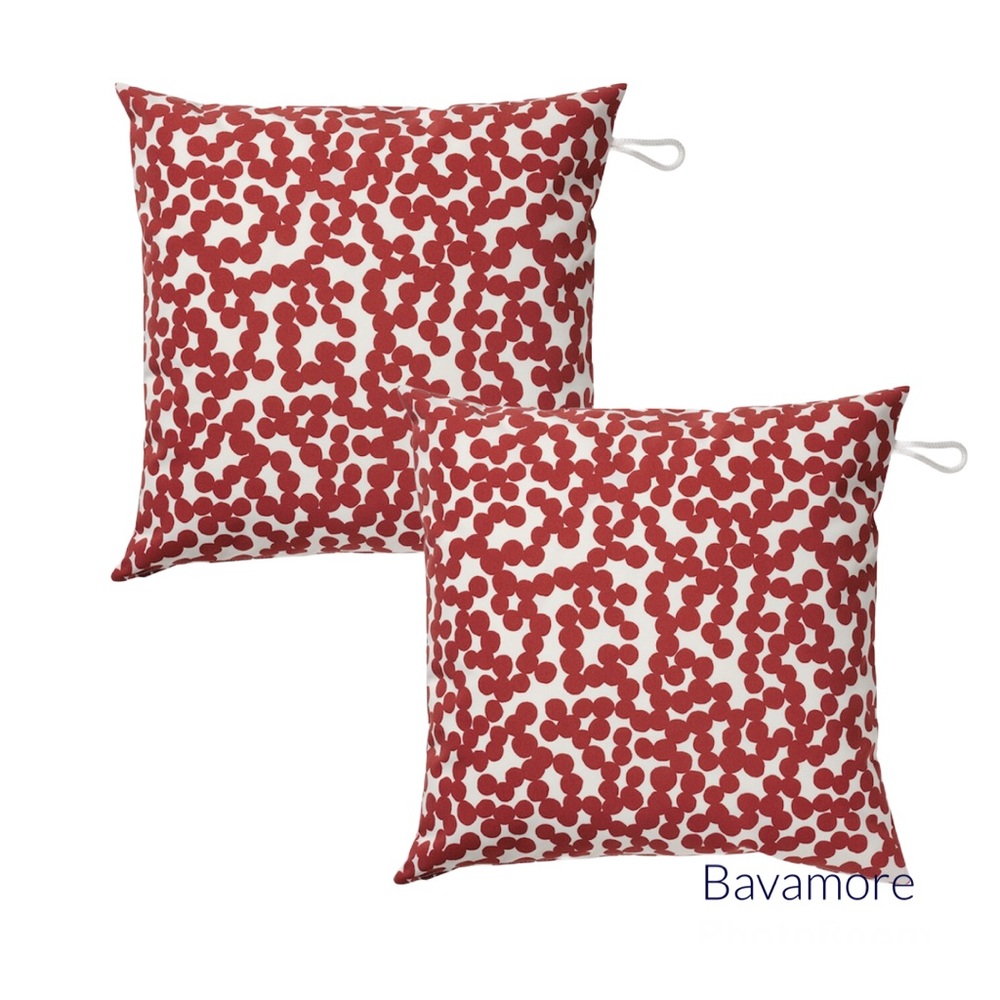 Ikea GULLBERGSÖ pillow covers, in/outdoor, red/dot pattern 20x 20" (SET OF 2)